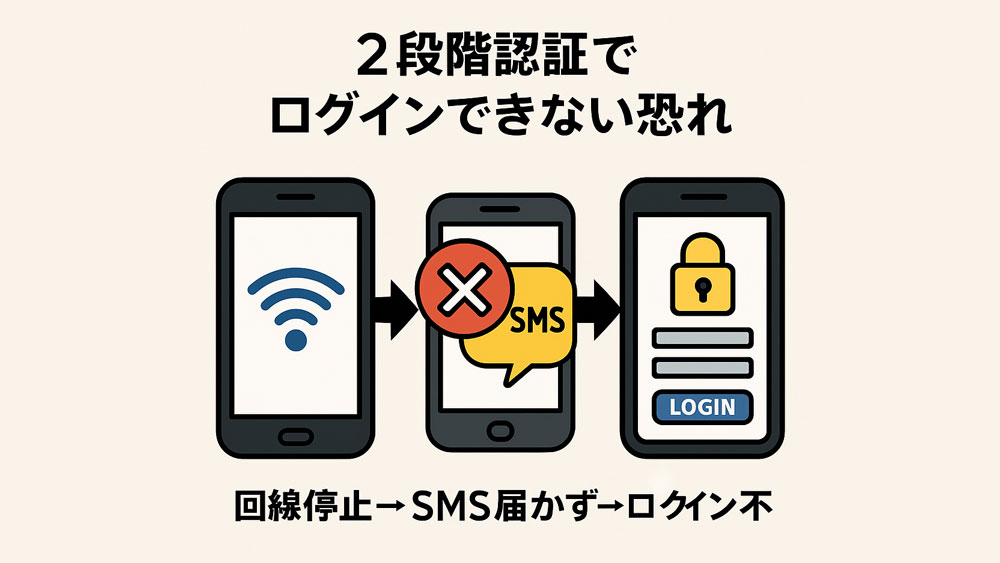 回線停止でSMS認証が受け取れずログインできない流れ