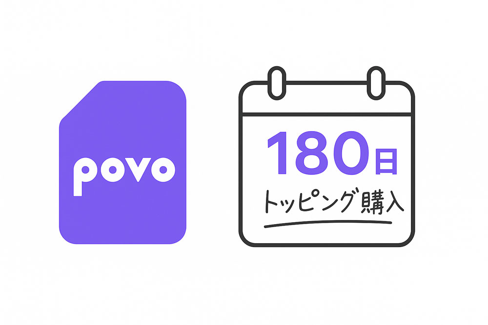 povo SIMカードと契約維持のためのトッピング購入イメージイラスト