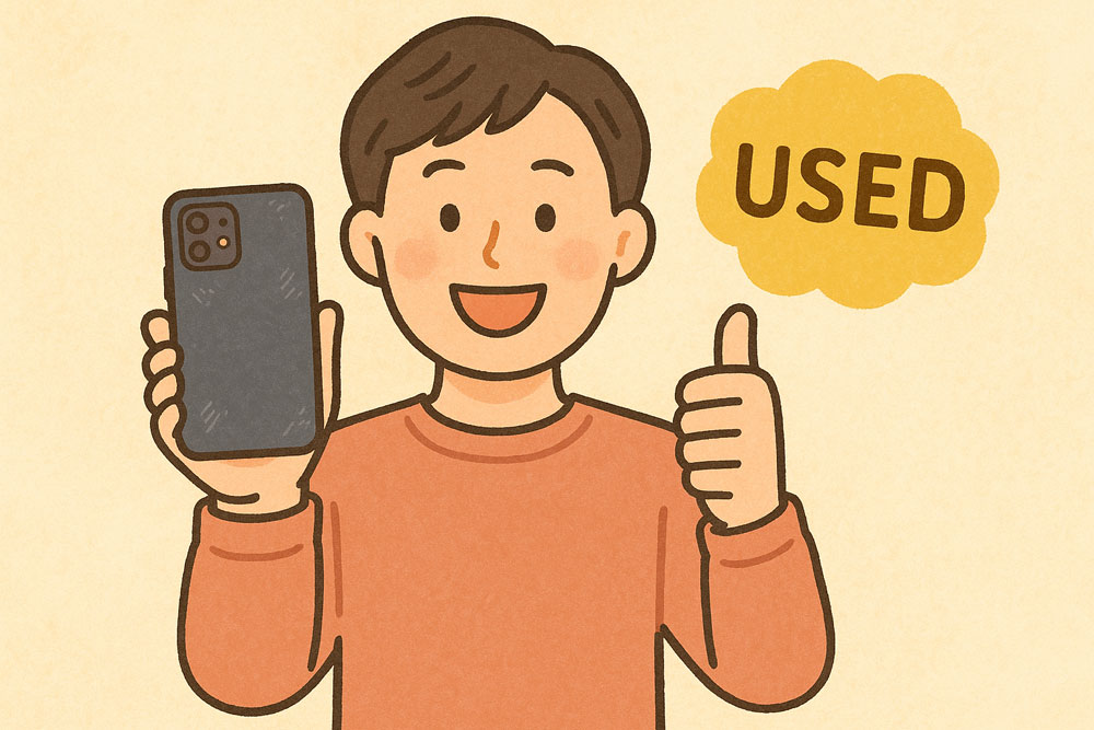 中古スマートフォンをお得に入手するイメージイラスト